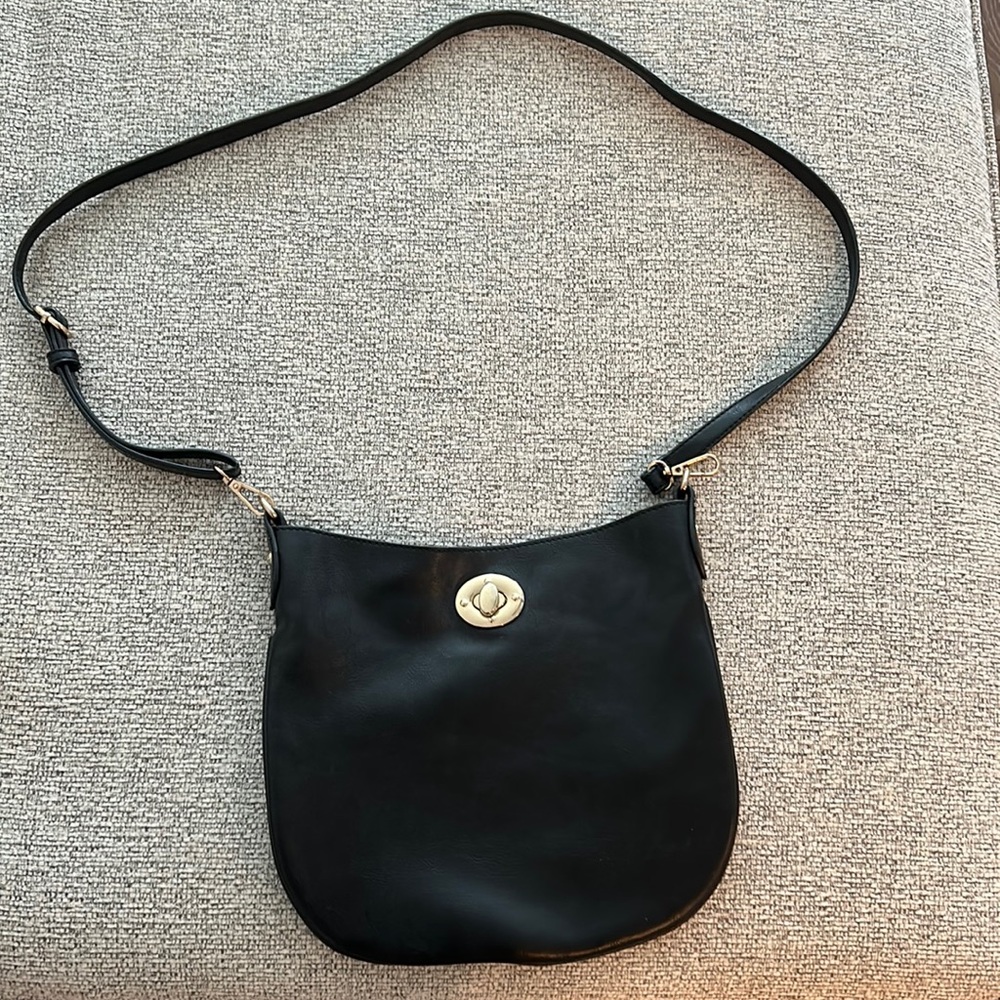 Black leather cross body bag